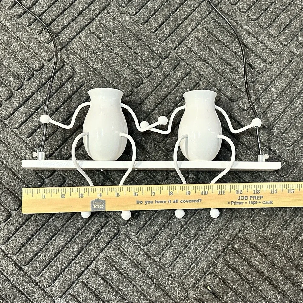 Pair Stick Figure Swing Wall Sconce Lamps 2-Light White Modern Novelty Untested
